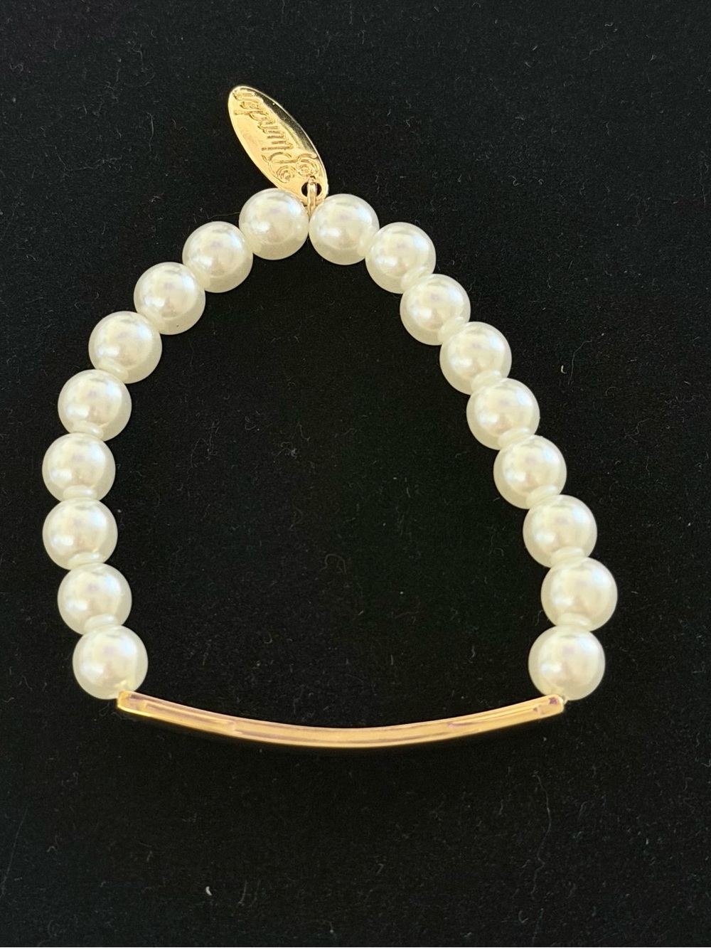 Plunder Pearl Bead Stretch Bracelet with Gold Bar